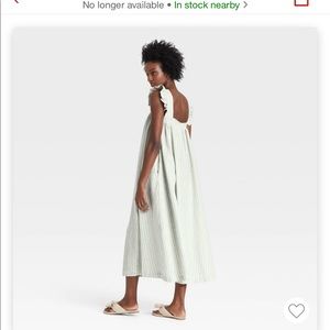 Long Linen-blend stripe dress